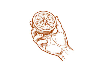 Orange hand drawn simple engraved vector illustration
