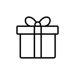 Simple Line Art Present with Bow Gift Box Icon Graphic