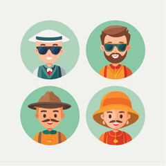 Cartoon business people icon set vector characters with funny flat avatars