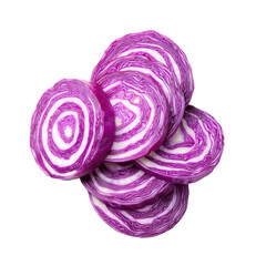 Obraz premium Freshly Cut Red Cabbage Slices Stacked Beautifully for Healthy Cooking and Culinary Presentation