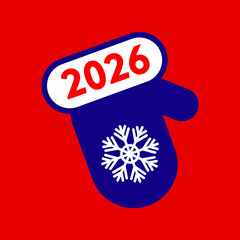 Celebration of New Year's Eve 2026 featuring a winter mitten design with snowflake on vibrant background