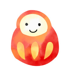 水彩風のダルマのイラスト