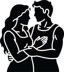 Silhouette couple embracing tenderly expressing love and connection intimacy romance and affection vector