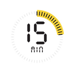 Five seconds countdown timer icon with digital segment display