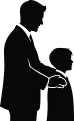 Silhouette father and son bonding childhood happiness togetherness family love support guidance vector