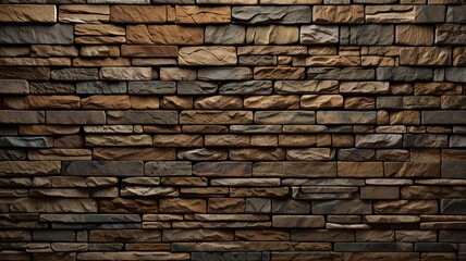 Obraz premium Textured stone wall in warm tones and shadows.