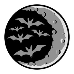 Cool Bats Flying Silhouette Half Moon Halloween Night