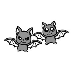 Two Bats Team Cute Evil Halloween Funny Friends