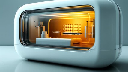 Futuristic laboratory with advanced medical equipment, research and development concept showcase