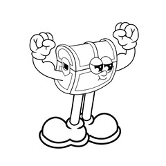 Retro character design from treasure box strong outline