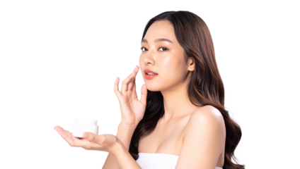 Skincare application studio beauty tutorial minimalist environment close-up view self-care concept