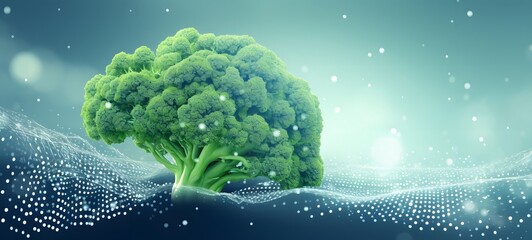 Fototapeta premium Pointillist grunge design of cabbage broccoli with abstract dotted pattern ,generative AI