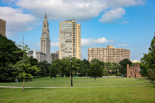 Buildings near Bushnell Park in downtown Hartford, Connecticut
