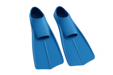 Blue flippers for swimming and diving on transparent background