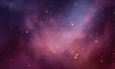 Fototapeta premium Purple Pink Nebula with Glowing Stars in Deep Space. Abstract Cosmic Background for Sci-Fi, Digital Art, and Space Exploration Projects.