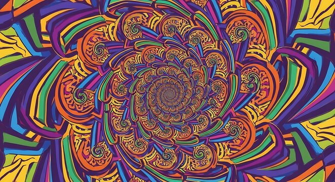 Vibrant kaleidoscopic pattern showcasing mesmerizing intricate details