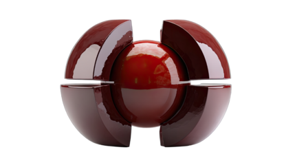 Abstract red sphere composition with sections for design and illustration