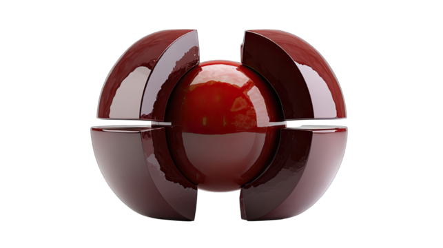 Abstract red sphere composition with sections for design and illustration - Powered by Adobe