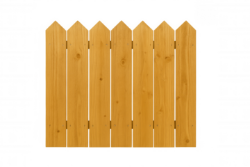 Wooden picket fence section on transparent background, garden barrier for property enclosure and security