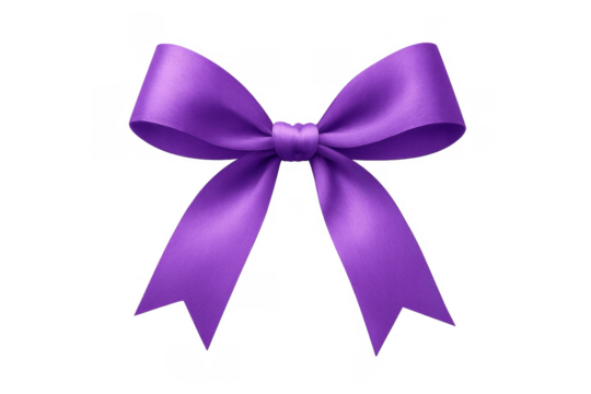 Purple satin ribbon bow for gift decoration