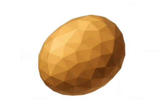 Golden low poly egg representing wealth, investment, success, and prosperity, on a transparent background