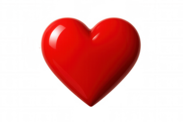 Red glossy heart symbol floating, representing love, romance, passion, and valentine's day on transparent background
