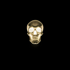 Obraz premium Minimal background with a single skull glowing in the dark.