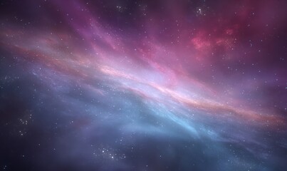 Fototapeta premium Vibrant Purple Pink and Blue Cosmic Nebula with Glowing Stars in Deep Space Universe. Abstract Astronomy Background for Sci-Fi, Space Exploration, Celestial Art, and Futuristic Design Projects.