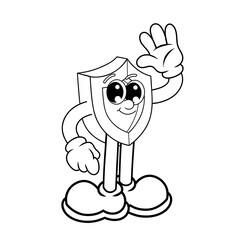 Retro character design from shield greets outline