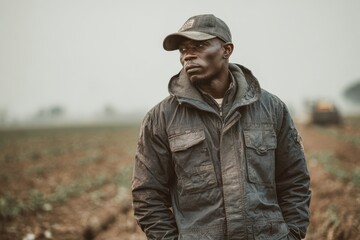 Image of a field worker in MZ generation attire experiencing heat