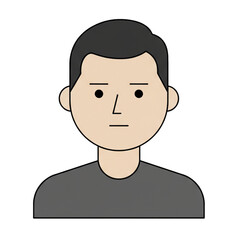 Illustration of a man's face with a serious expression, no smile, plain face. isolated on a white background.