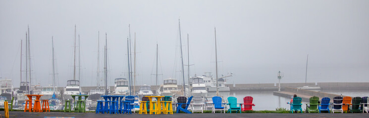 Washburn Marina in Washburn Wisconsin on a foggy September morning