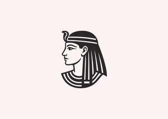 A line art logo of Cleopatra, symbolizing beauty, royalty, and ancient Egyptian elegance