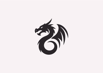 A simple silhouette logo of a dragon, representing strength, mystery, and timeless legend