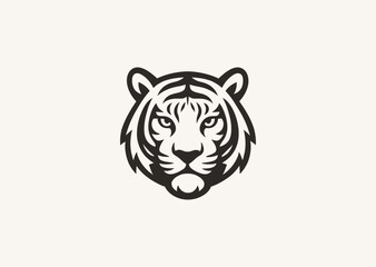 A silhouette style logo of a tiger head, symbolizing courage, focus, and raw power