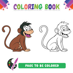  Coloring book for kids, monkey vector