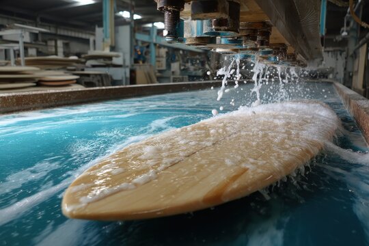Surfboard maker utilizing automated production equipment