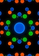 Colorful Circular Pattern on Black Background.