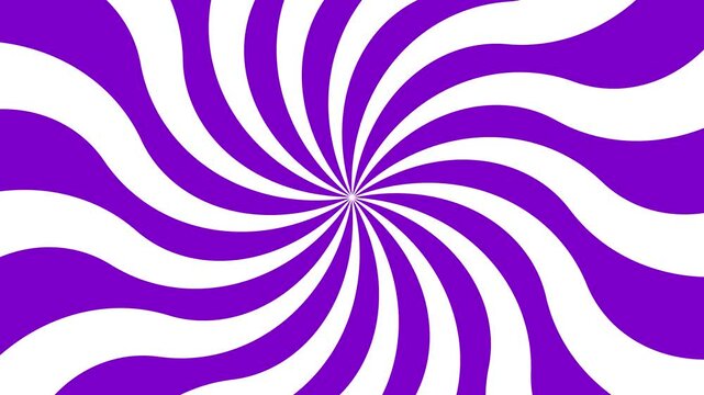 Abstract retro striped sunburst motion background. Rotating rays in Blue violet and White shades create a vintage comic pop art aesthetic for video or graphic design use.