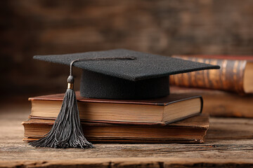 A graduation cap resting on a wooden bench, symbolizing academic success with a soft background. wellbeing guides.