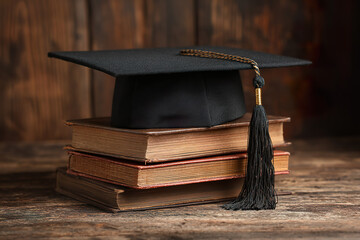 A graduation cap resting on a wooden bench, symbolizing academic success with a soft background. wellbeing guides.