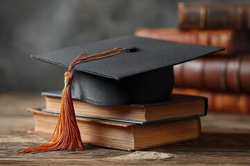 A graduation cap resting on a wooden bench, symbolizing academic success with a soft background. wellbeing guides.