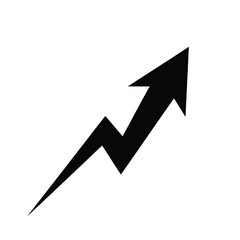 Black arrow pointing upward, growth and success