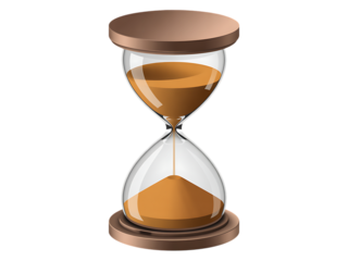 Hourglass isolated on transparent background, a symbol of time passing and deadlines