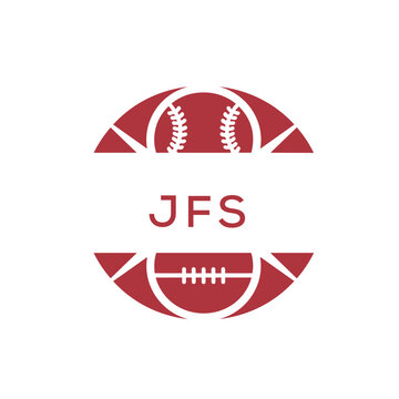 JFS Minimal Sports Logo. JFS Design with Baseball and Football Icon. JFS Modern Athletic Badge Template for Sports Brand or Team Identity
