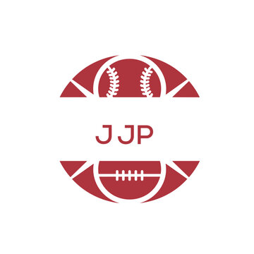 JJP Minimal Sports Logo. JJP Design with Baseball and Football Icon. JJP Modern Athletic Badge Template for Sports Brand or Team Identity

