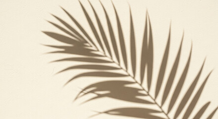Naklejka premium Tropical Palm Leaf Shadow Overlay on Beige Background Summer Vacation Vibes Natural Light and Shade Effect for Design and Decor