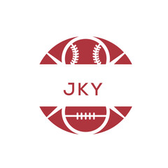 Obraz premium JKY Minimal Sports Logo. JKY Design with Baseball and Football Icon. JKY Modern Athletic Badge Template for Sports Brand or Team Identity 