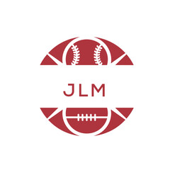 JLM Minimal Sports Logo. JLM Design with Baseball and Football Icon. JLM Modern Athletic Badge Template for Sports Brand or Team Identity
