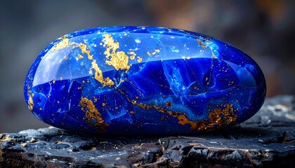 Polished blue stone with gold flecks
